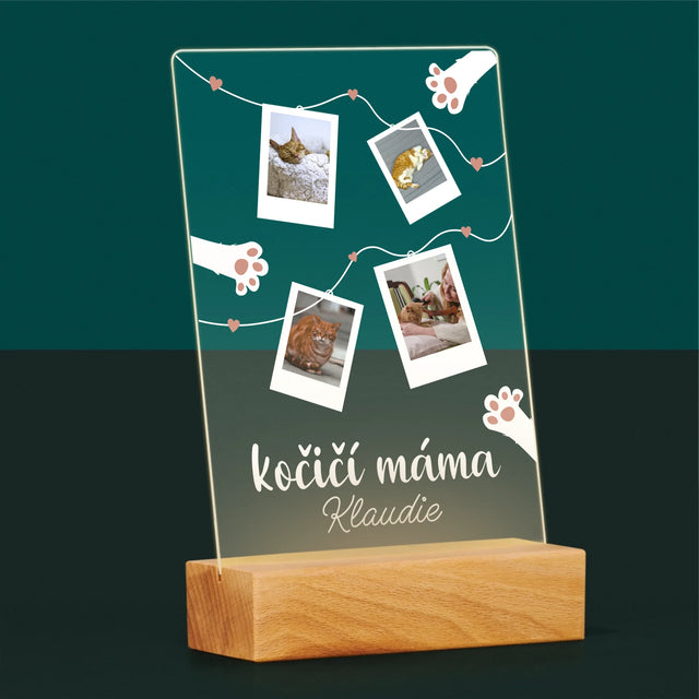 Fotokoláž: Kočičí Máma Polaroidy
 - Tisk Na Akrylovém Skle