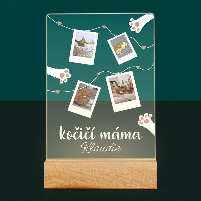 Fotokoláž: Kočičí Máma Polaroidy
 - Tisk Na Akrylovém Skle