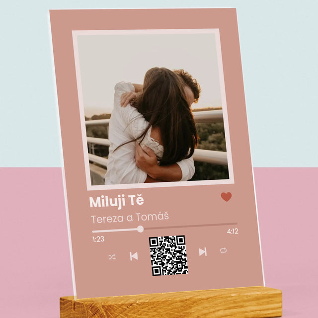 Fotka A Nápis: Tvoje Písnička Na Qr - Tisk Na Akrylovém Skle