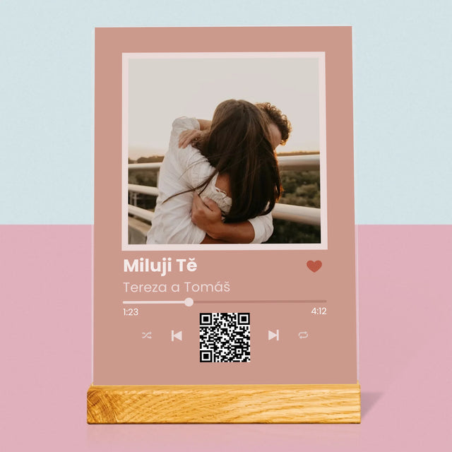 Fotka A Nápis: Tvoje Písnička Na Qr - Tisk Na Akrylovém Skle