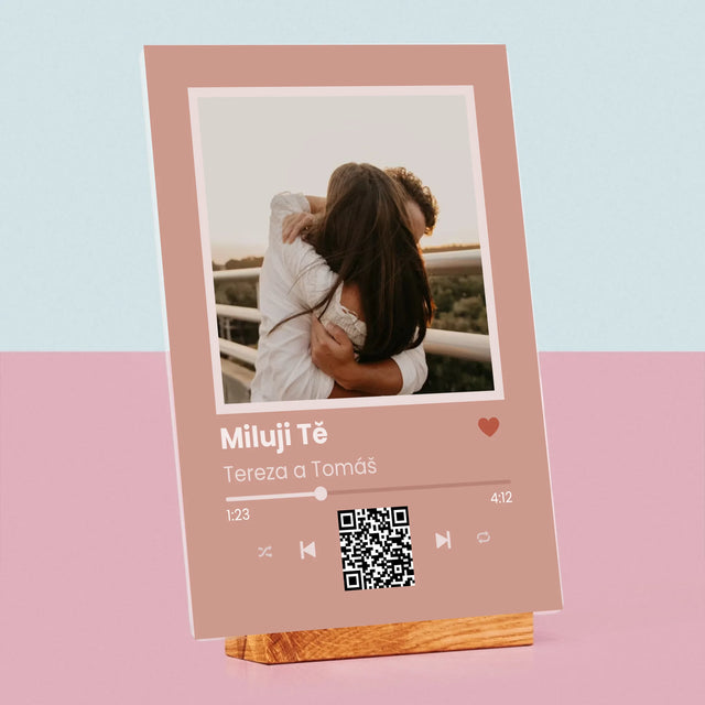 Fotka A Nápis: Tvoje Písnička Na Qr - Tisk Na Akrylovém Skle