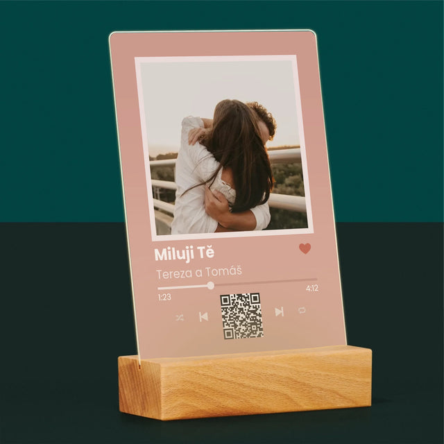 Fotka A Nápis: Tvoje Písnička Na Qr - Tisk Na Akrylovém Skle