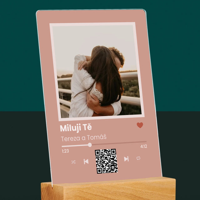 Fotka A Nápis: Tvoje Písnička Na Qr - Tisk Na Akrylovém Skle