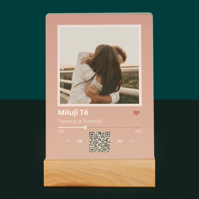 Fotka A Nápis: Tvoje Písnička Na Qr - Tisk Na Akrylovém Skle