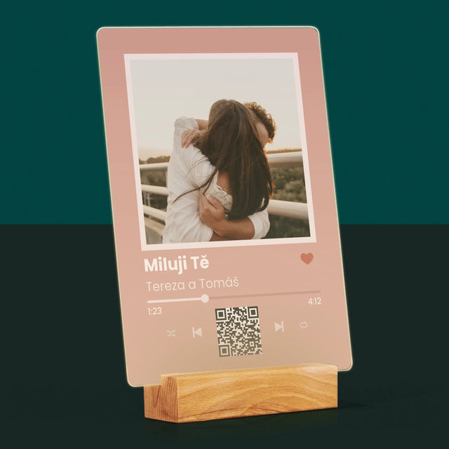 Fotka A Nápis: Tvoje Písnička Na Qr - Tisk Na Akrylovém Skle