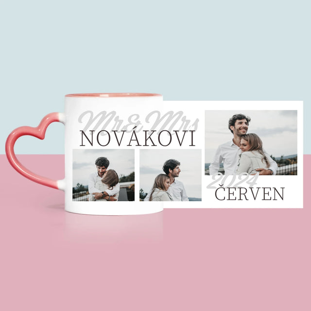 Fotokoláž: Mr&Mrs Datum - Hrnek