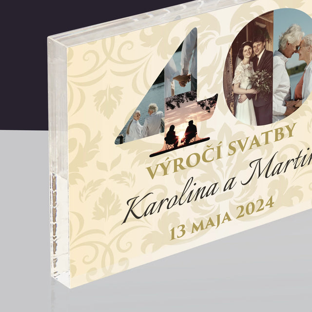 Slovo Z Fotek: 40. Výročí Svatby - Akrylový Blok