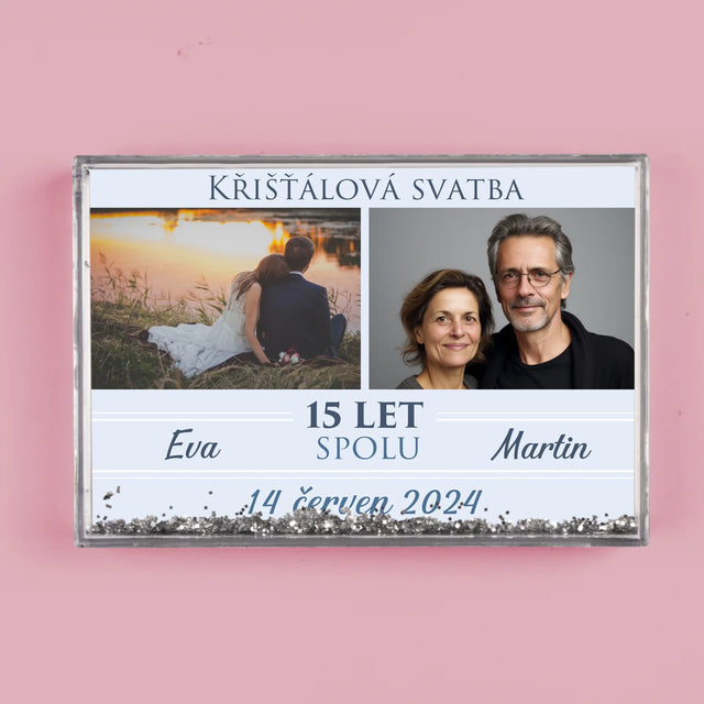 Fotokoláž: Křišťálová Svatba - Sněžící Fotorámeček