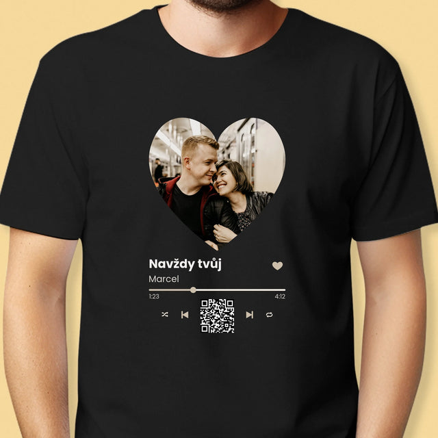 Fotka A Nápis: Naše Píseň Na Qr - Pánské Tričko