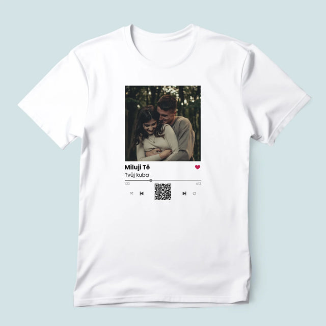 Fotka A Nápis: Spotify S Kódem Qr - Pánské Tričko