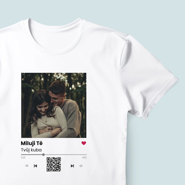 Fotka A Nápis: Spotify S Kódem Qr - Pánské Tričko