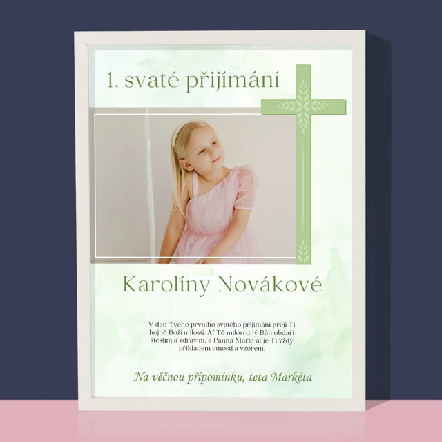 Fotka A Textem: Přijímání Fotografie Kříž - Tisk V Rámečku