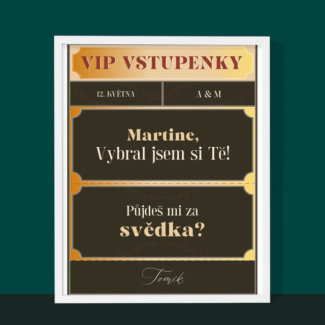 Jméno A Nápis: Vip Vstupenky Svědek - Tisk V Rámečku