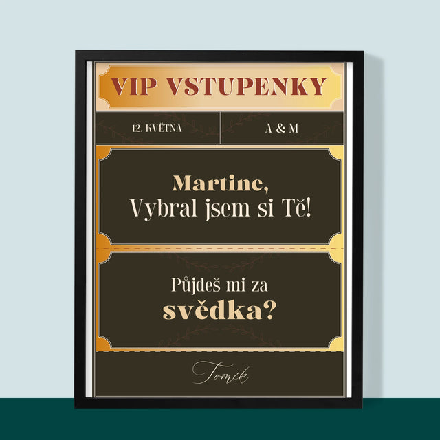 Jméno A Nápis: Vip Vstupenky Svědek - Tisk V Rámečku