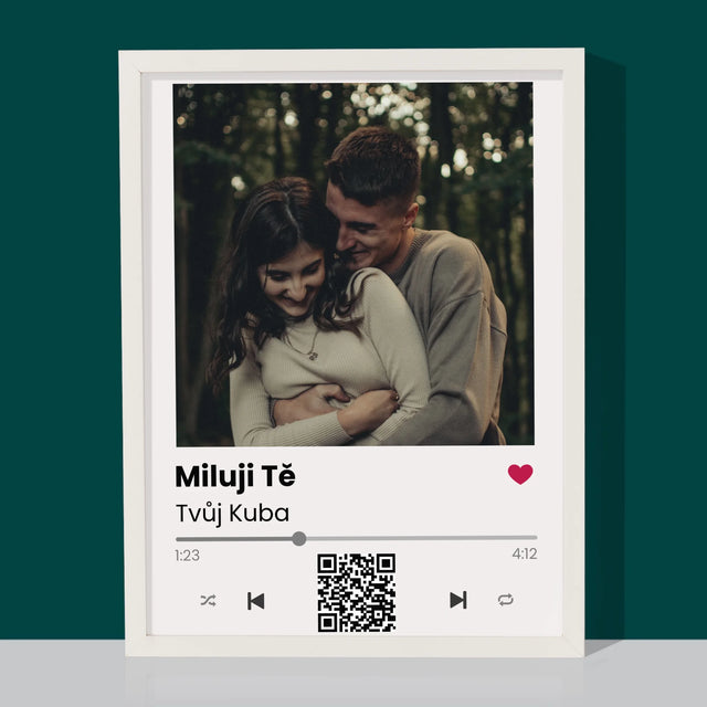 Fotka A Textem: Spotify S Kódem Qr - Tisk V Rámečku