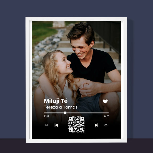 Fotka A Nápis: Naše Písnička Na Qr - Tisk V Rámečku
