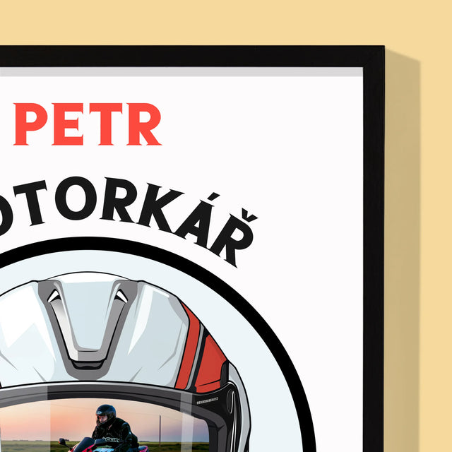 Fotka A Nápis: Motorkář Od Narození - Tisk V Rámečku