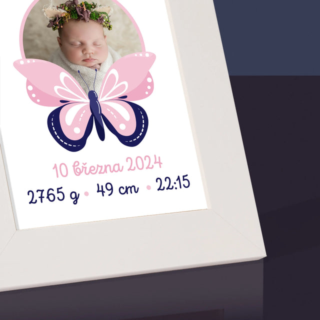 Údaje O Narození Ditěte: Rodný List Motýlek - Fotorámeček