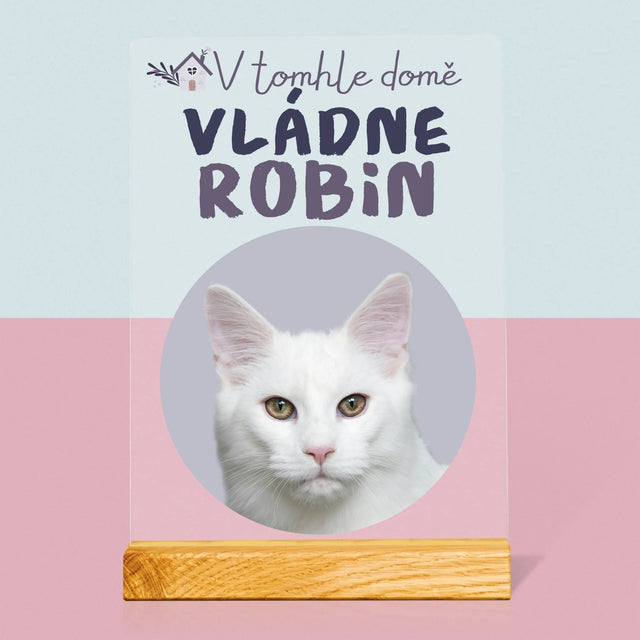 Fotka A Textem: V Tomhle Domě Vládne Mazlíček - Tisk Na Akrylovém Skle