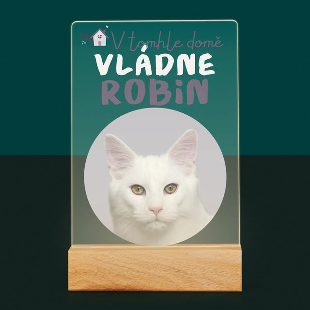 Fotka A Textem: V Tomhle Domě Vládne Mazlíček - Tisk Na Akrylovém Skle