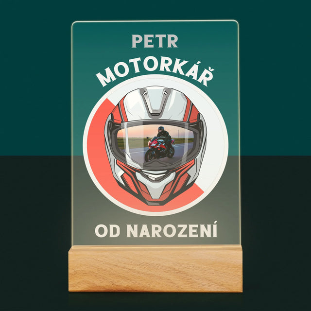 Fotka A Textem: Motorkář Od Narození - Tisk Na Akrylovém Skle