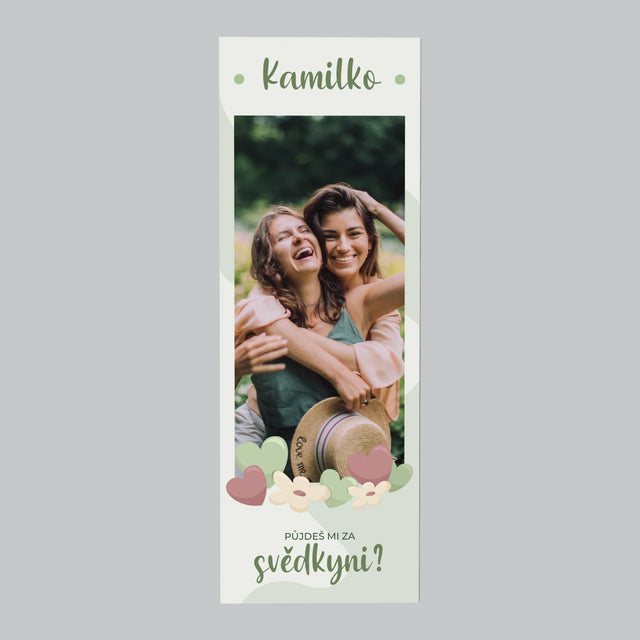 Fotka S Textem: Půjdeš Mi Za Svědkyni Květiny - Magnet - Obdelník