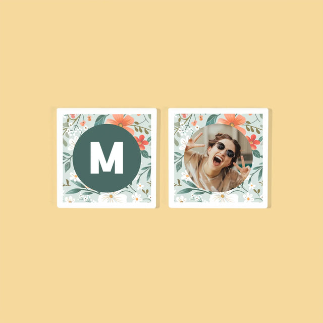 Fotokoláž: Květinový Monogram - Podtácky Pod Hrnky
