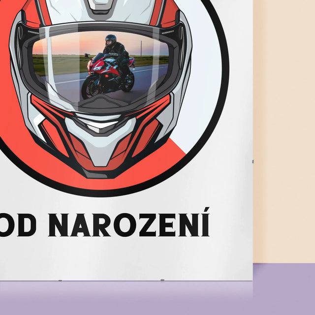 Fotka S Textem: Motorkář Od Narození - Plakát