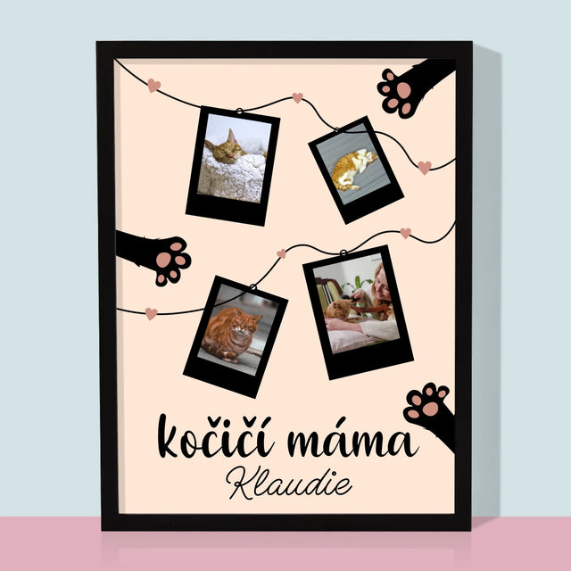 Fotokoláž: Kočičí Máma Polaroidy
 - Tisk V Rámečku