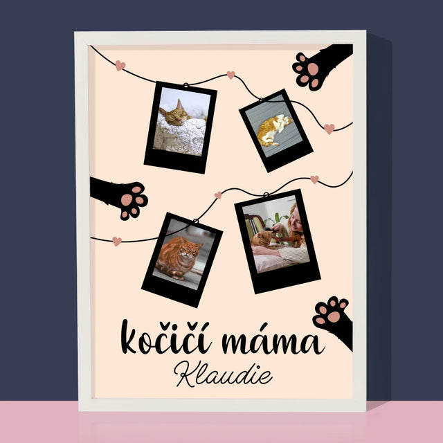 Fotokoláž: Kočičí Máma Polaroidy
 - Tisk V Rámečku