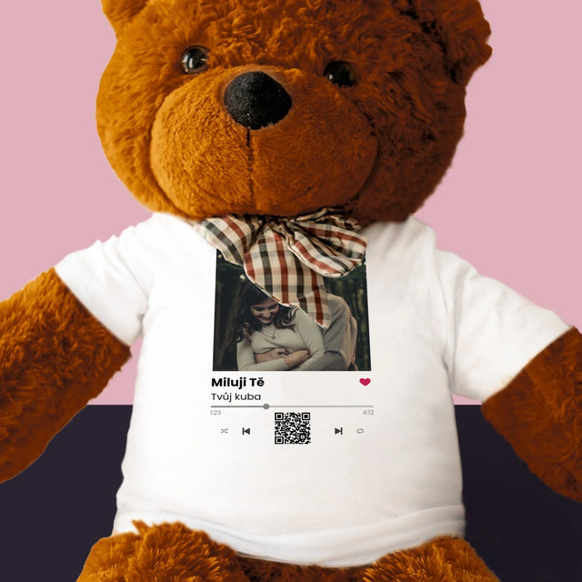 Fotka S Textem: Spotify S Kódem Qr - Medvídek 90 Cm