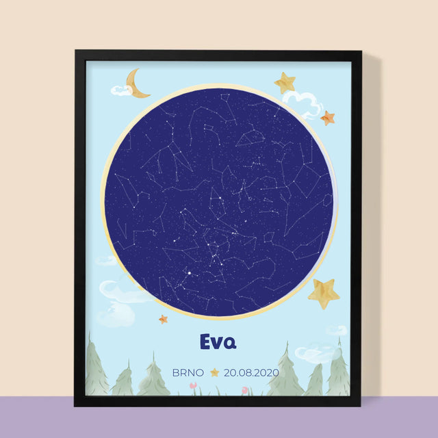 Hvězdná Mapa: Hvězdná Mapa: Pro Dítě - Tisk V Rámečku