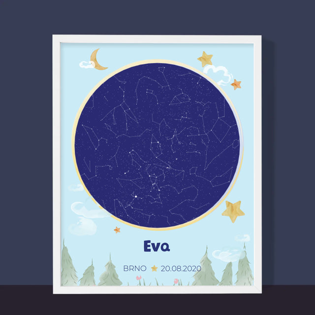 Hvězdná Mapa: Hvězdná Mapa: Pro Dítě - Tisk V Rámečku