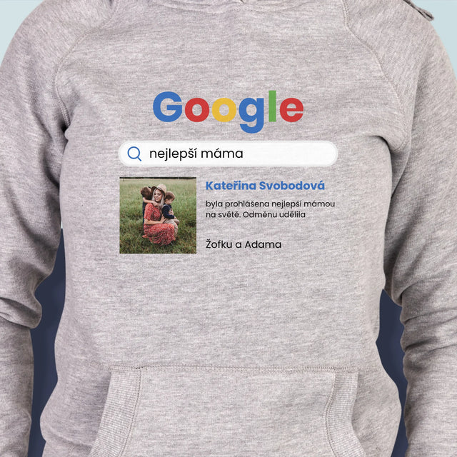 Fotka S Textem: Nejlepší Máma Výsledek Google - Dámská Mikina S Kapuci