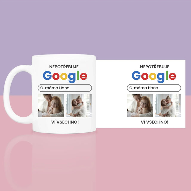 Fotokoláž: Nepotřebuji Google - Dárková Sada S Hrnkem A Růžovým Spa