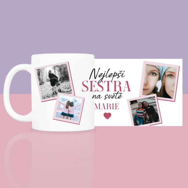 Fotokoláž: Nejlepší Sestra - Dárková Sada S Hrnkem A Růžovým Spa