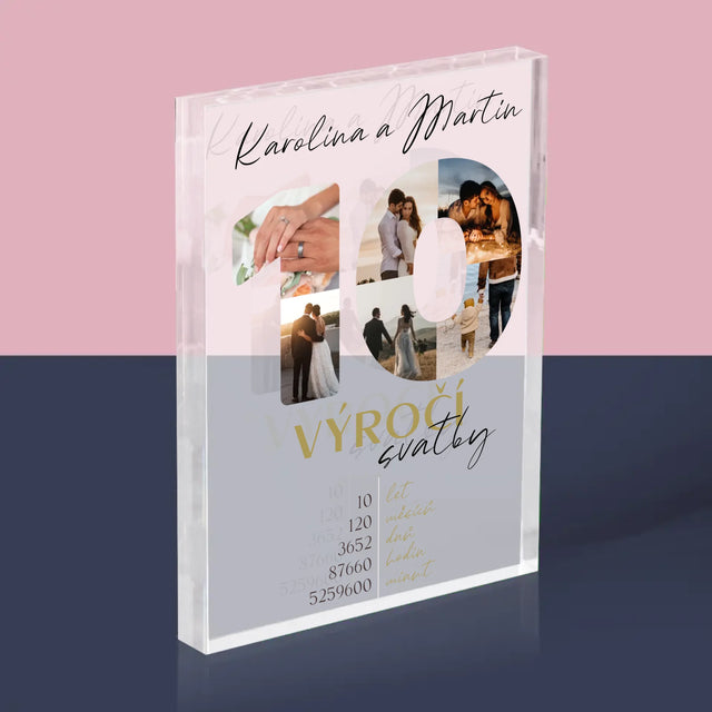 Slovo Z Fotek: 10. Výročí Svatby - Akrylový Blok