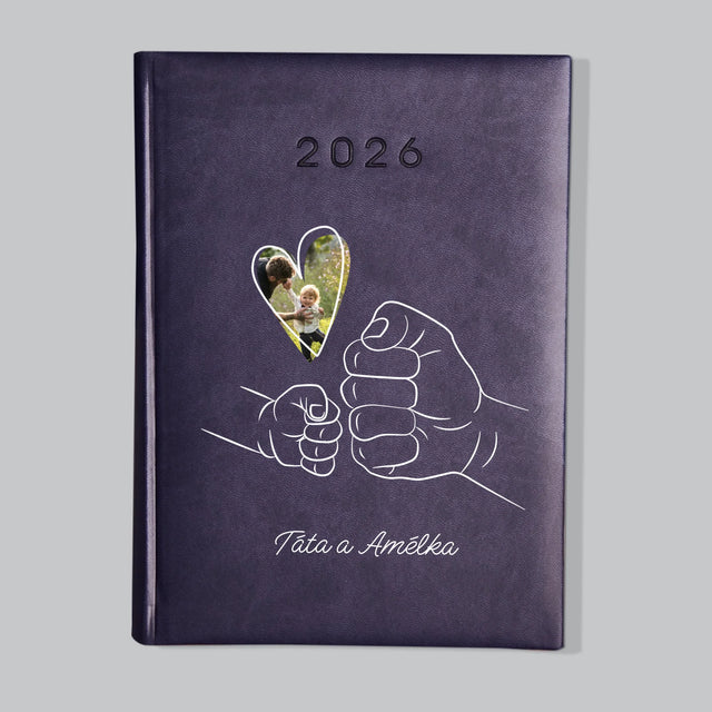 Fotka S Textem: Táta Dítě Ručička - Diář