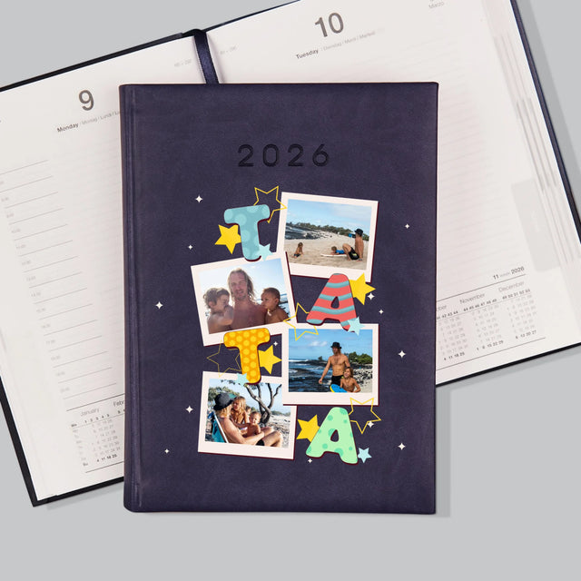 Fotokoláž: Písmenka Táta - Diář