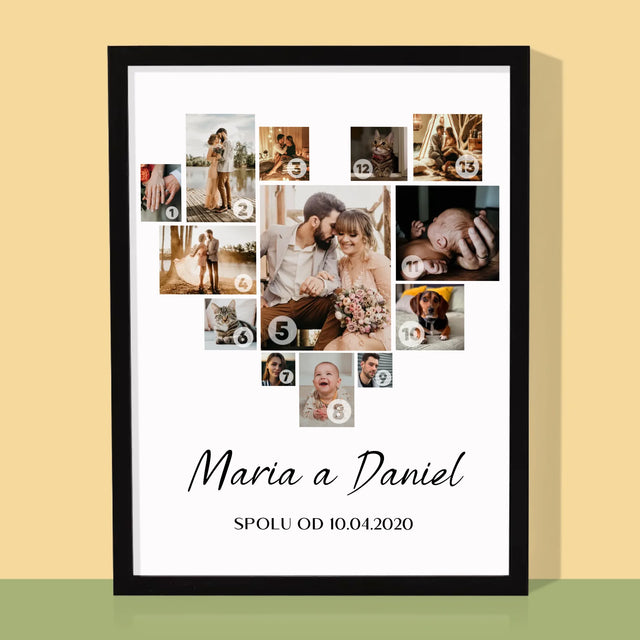 Fotokoláž: Srdce Koláž - Tisk V Rámečku