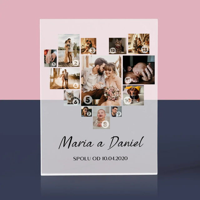 Fotokoláž: Srdce Koláž - Akrylový Blok