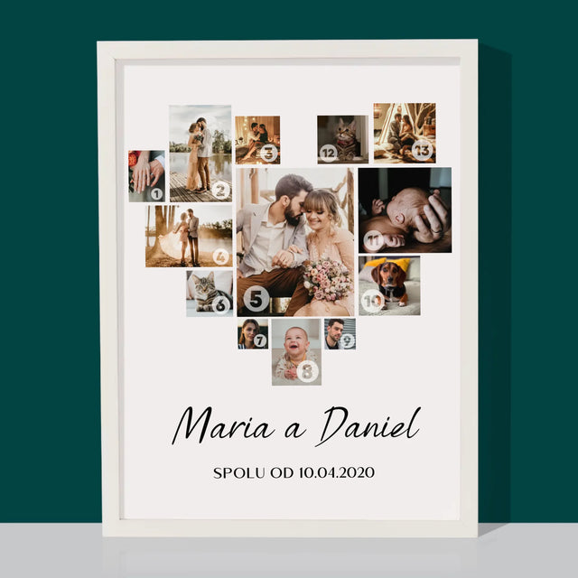 Fotokoláž: Srdce Koláž - Tisk V Rámečku