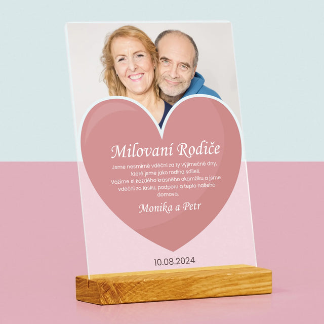 Fotka S Textem: Milovaní Rodiče - Tisk Na Akrylovém Skle