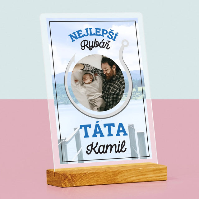 Fotka S Textem: Nejlepší Rybář Táta - Tisk Na Akrylovém Skle