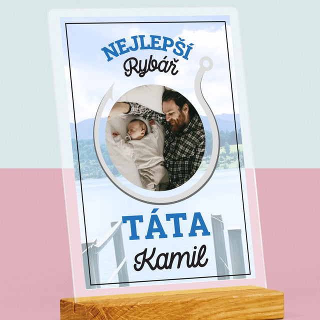 Fotka S Textem: Nejlepší Rybář Táta - Tisk Na Akrylovém Skle