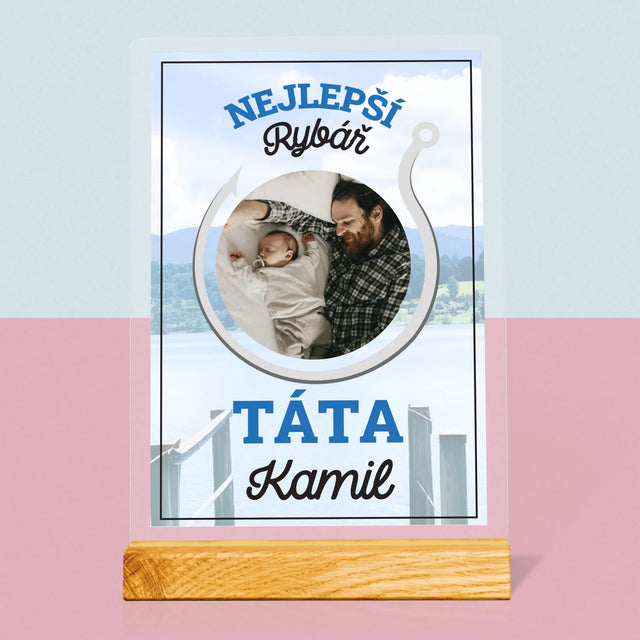 Fotka S Textem: Nejlepší Rybář Táta - Tisk Na Akrylovém Skle