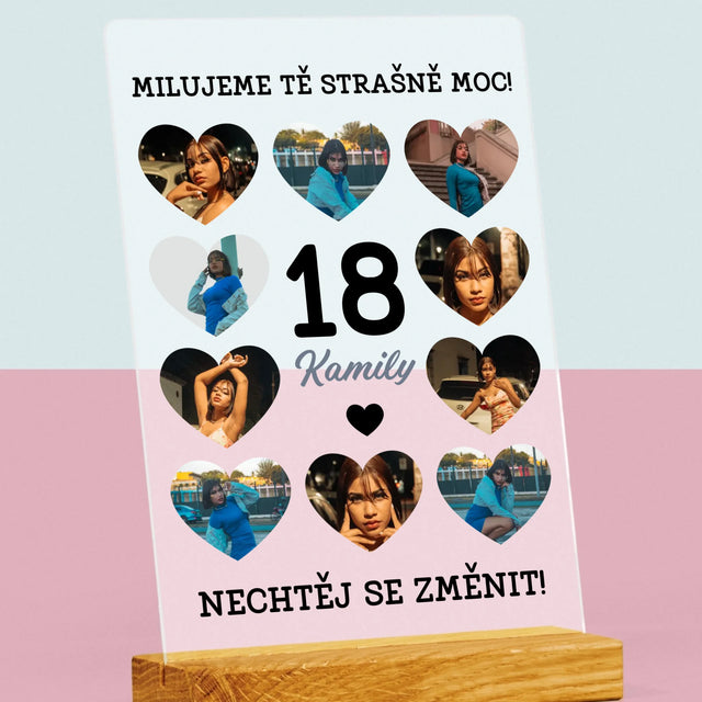 Fotokoláž: 18 Srdce - Tisk Na Akrylovém Skle