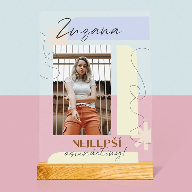 Fotka S Textem: Nejlepší Osmnáctiny - Tisk Na Akrylovém Skle