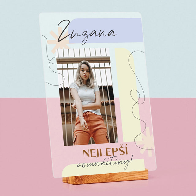 Fotka S Textem: Nejlepší Osmnáctiny - Tisk Na Akrylovém Skle