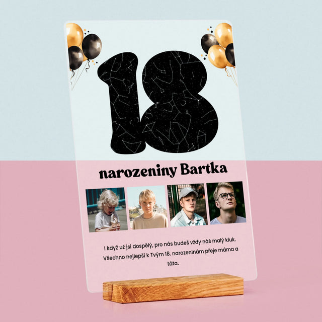 Hvězdná Mapa: 18. Narozeniny Hvězdy S Věnováním - Tisk Na Akrylovém Skle